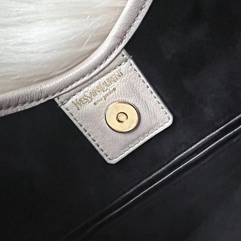 Saint Laurent YSL Grey Suede Layered Shoulder Bag