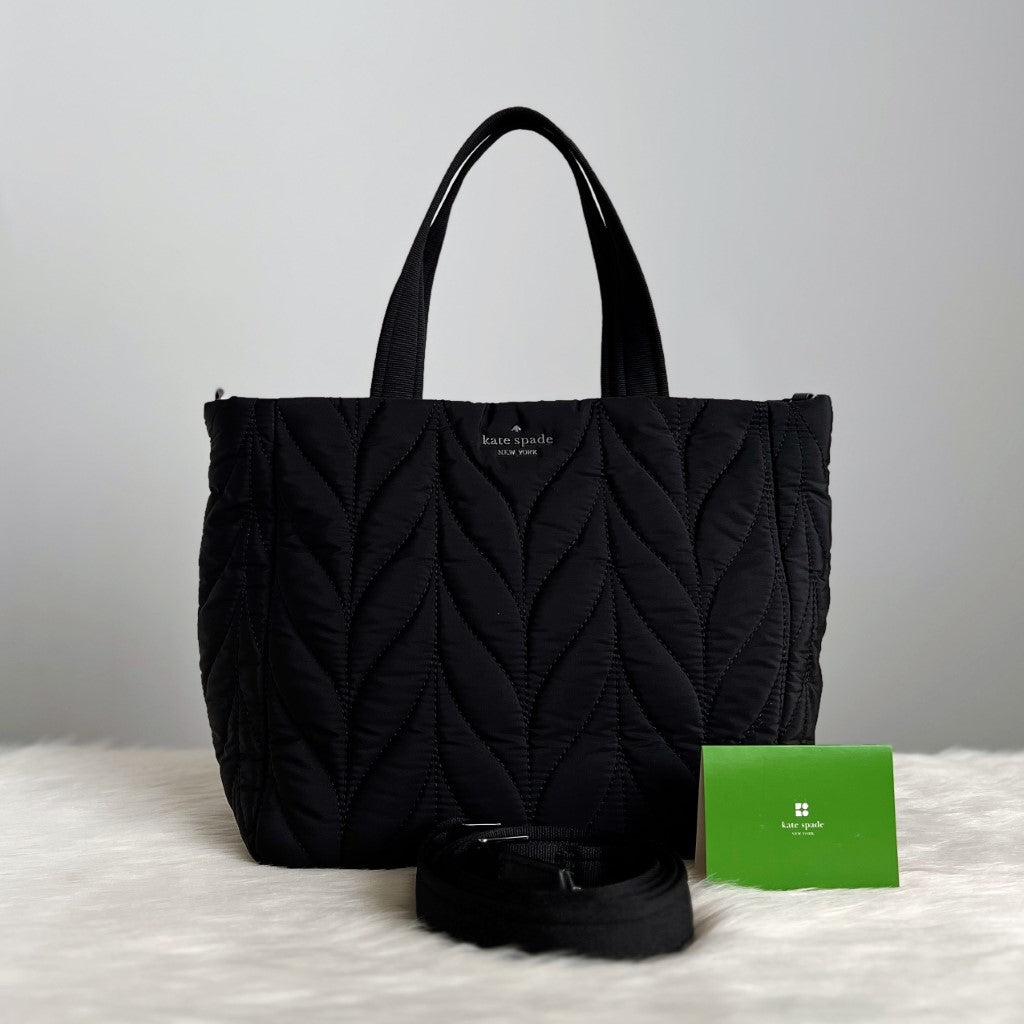 Kate Spade Black Quilted Nylon 2 Way Shoulder Bag Excellent