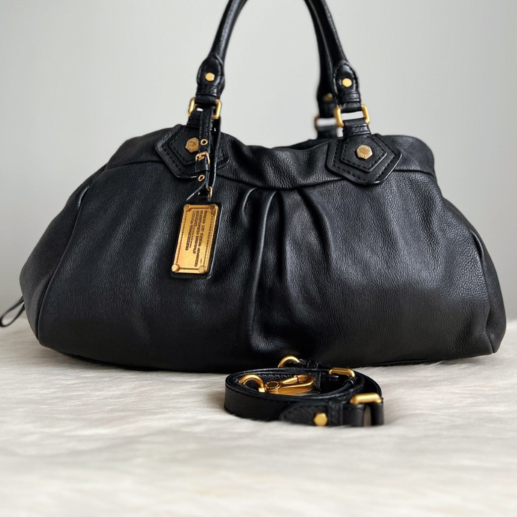 Marc Jacobs Black Leather Classic Q Large 2 Way Shoulder Bag