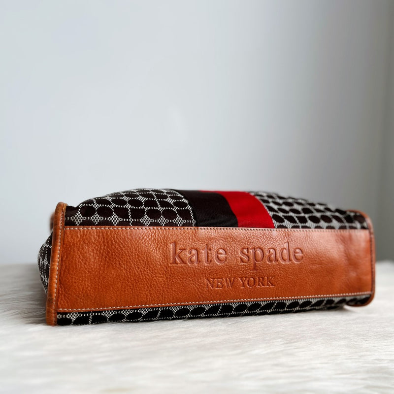 Kate Spade Striped Detail Canvas Career Tote Bag