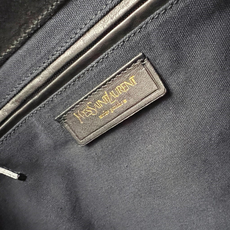 Saint Laurent YSL Metallic Silver Leather Messenger Shoulder Bag