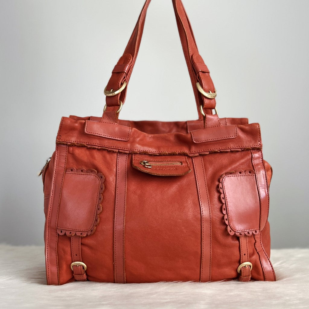 See by Chloe Carrot Leather Front Detail Shoulder Bag