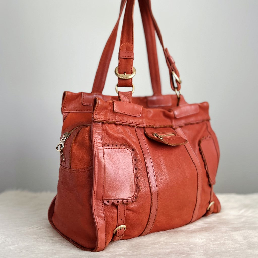 See by Chloe Carrot Leather Front Detail Shoulder Bag