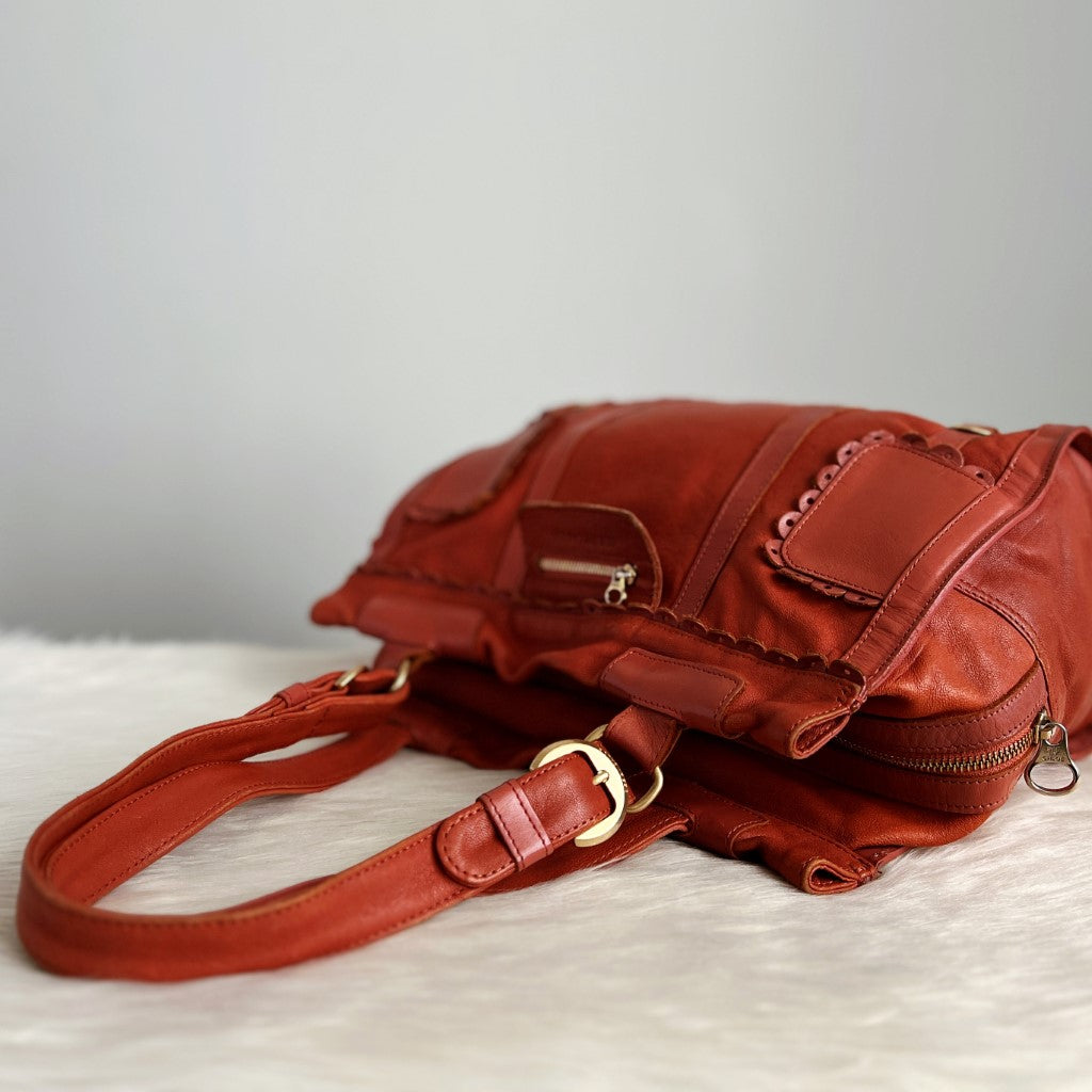 See by Chloe Carrot Leather Front Detail Shoulder Bag