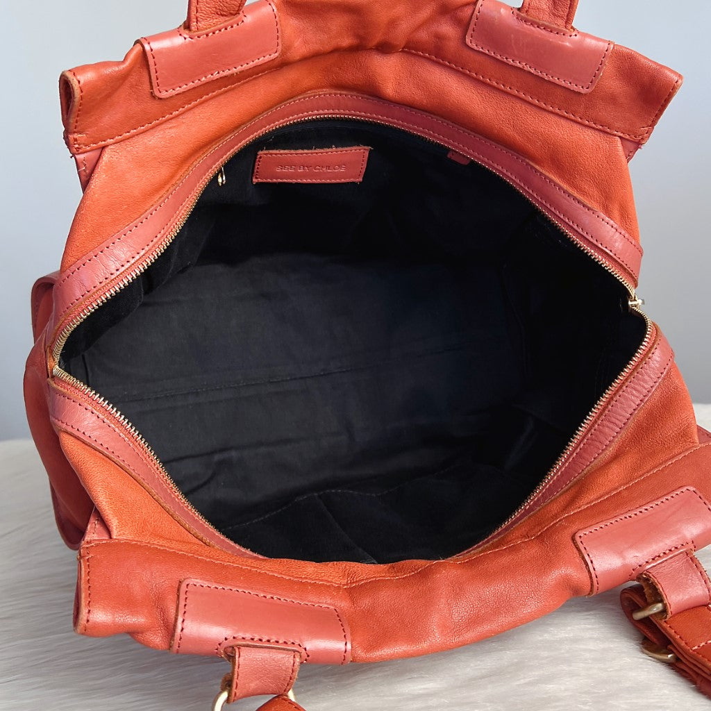 See by Chloe Carrot Leather Front Detail Shoulder Bag