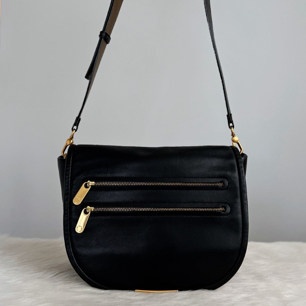 Marc Jacobs Black Leather Multi-Zip Crossbody Shoulder Bag