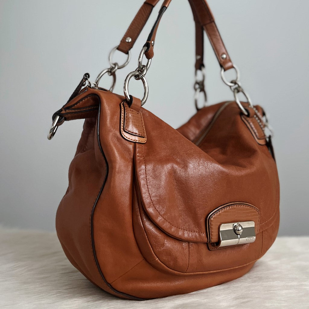 Coach Caramel Leather Front Flap 2 Way Shoulder Bag