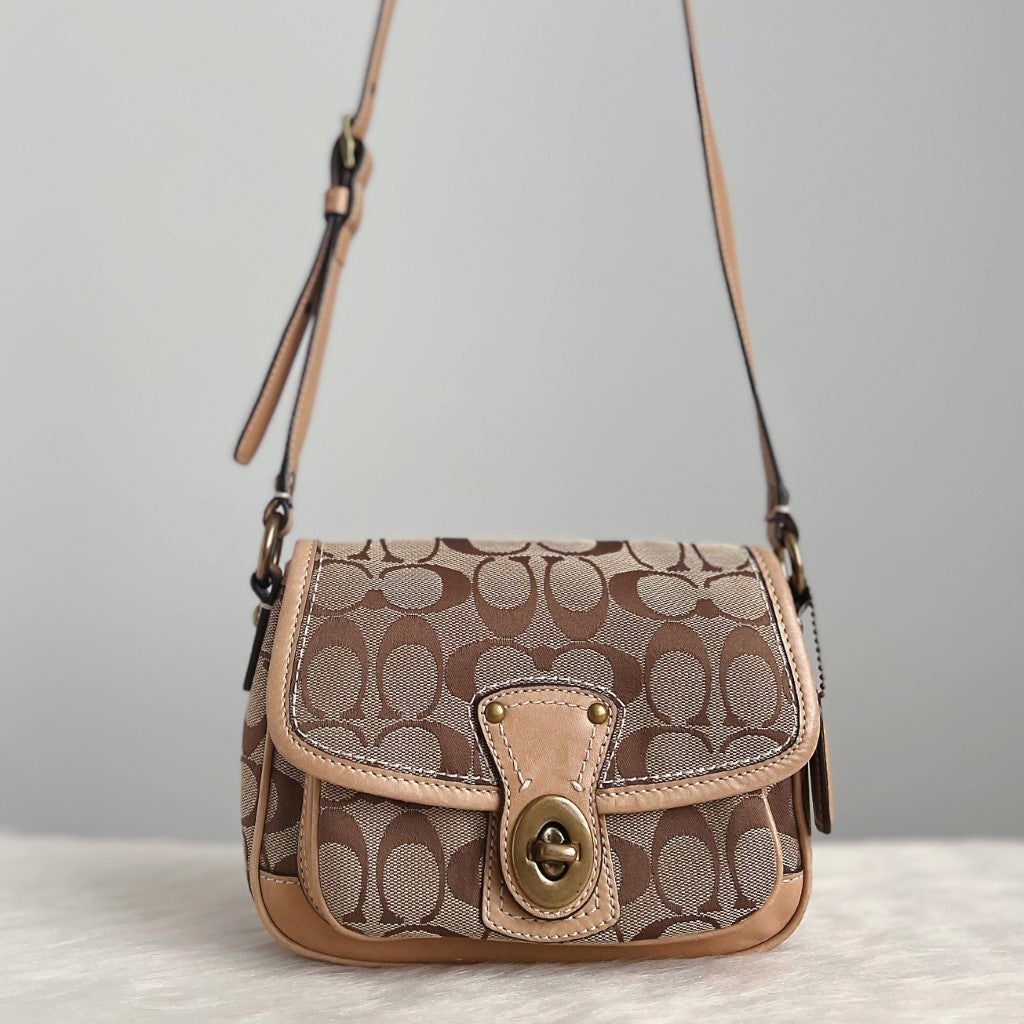 Coach Signature Monogram Turn Lock Crossbody Shoulder Bag