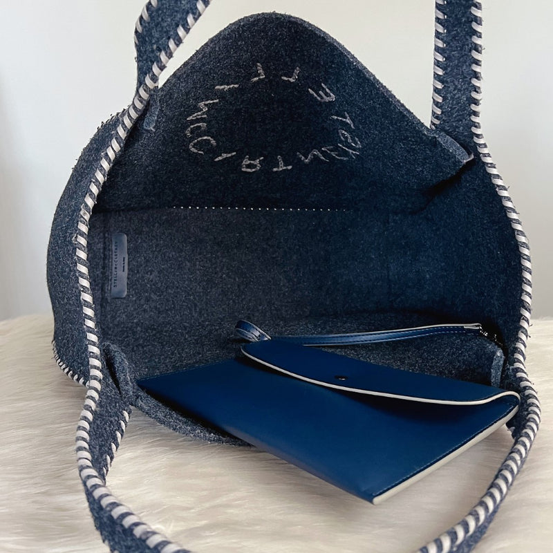 Stella Mccartney Navy Woollen Large Shoulder Bag