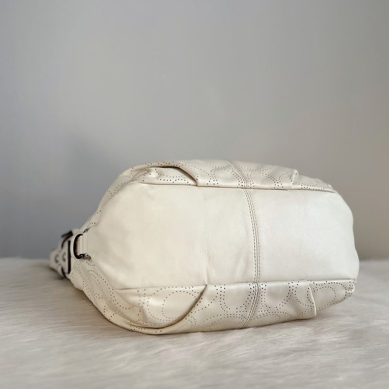 Coach White Leather Pattern Detail 2 Way Shoulder Bag