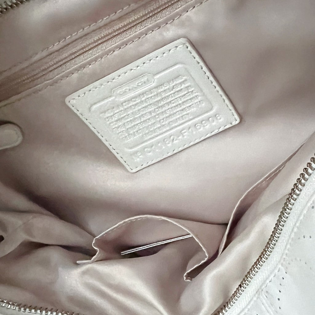 Coach White Leather Pattern Detail 2 Way Shoulder Bag