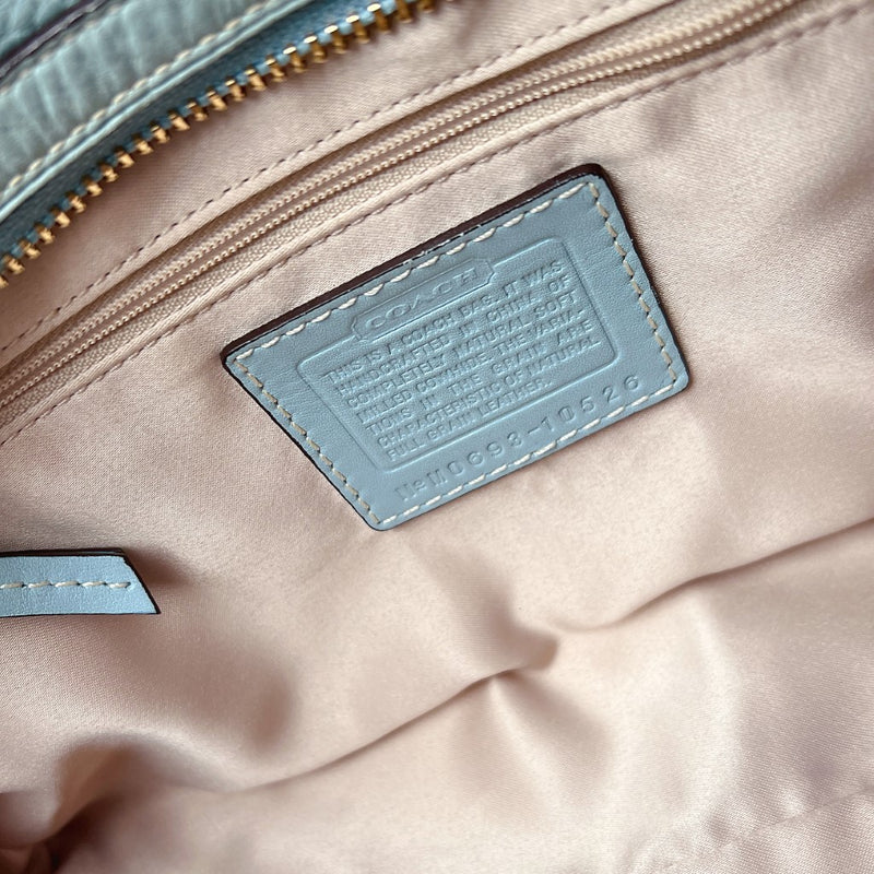 Coach Mint Leather Stripe Detail Boston Shoulder Bag