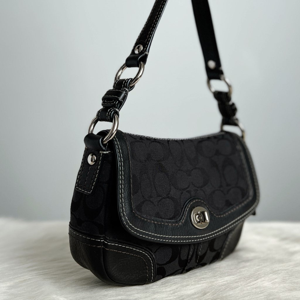 Coach Black Monogram Turn Lock Shoulder Bag