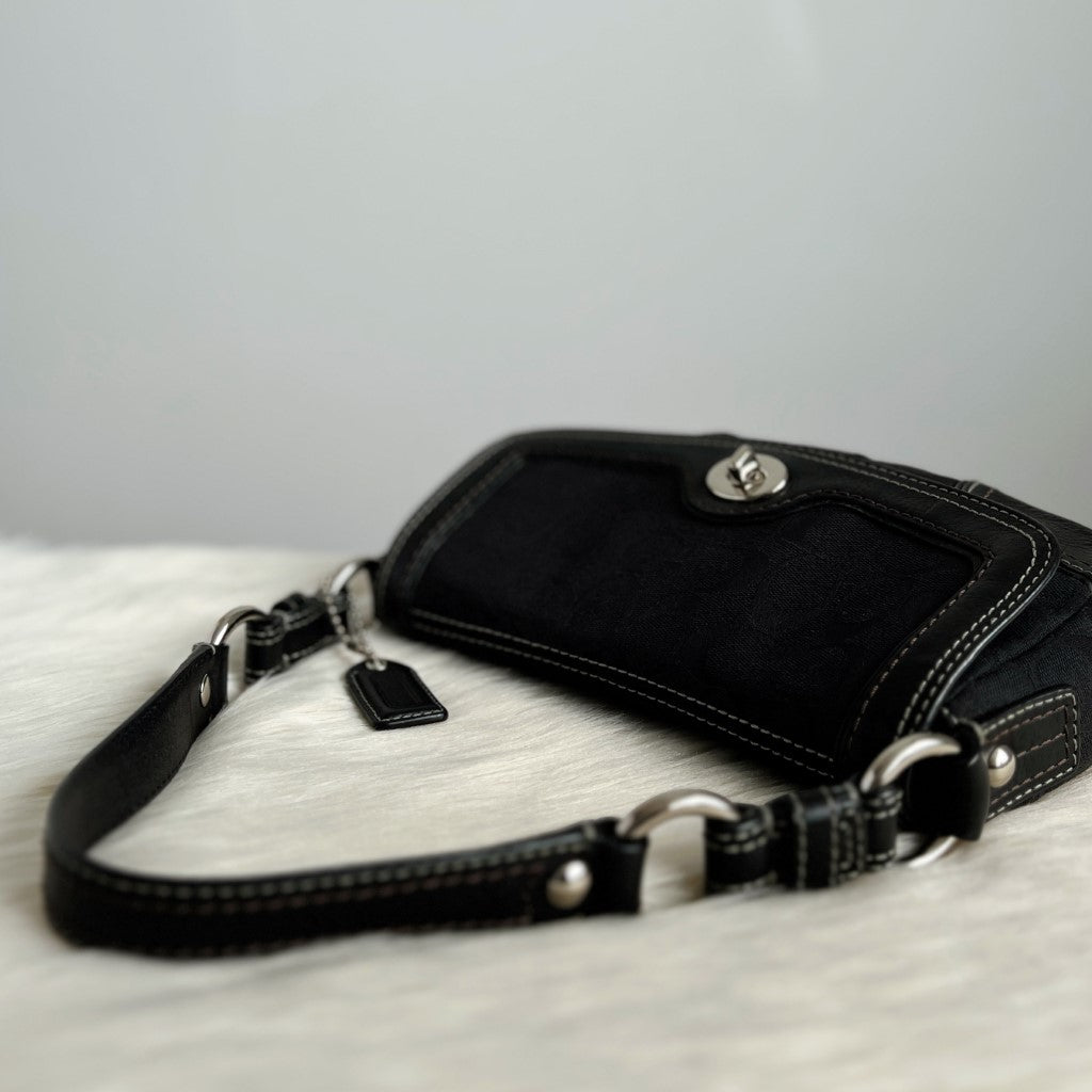 Coach Black Monogram Turn Lock Shoulder Bag