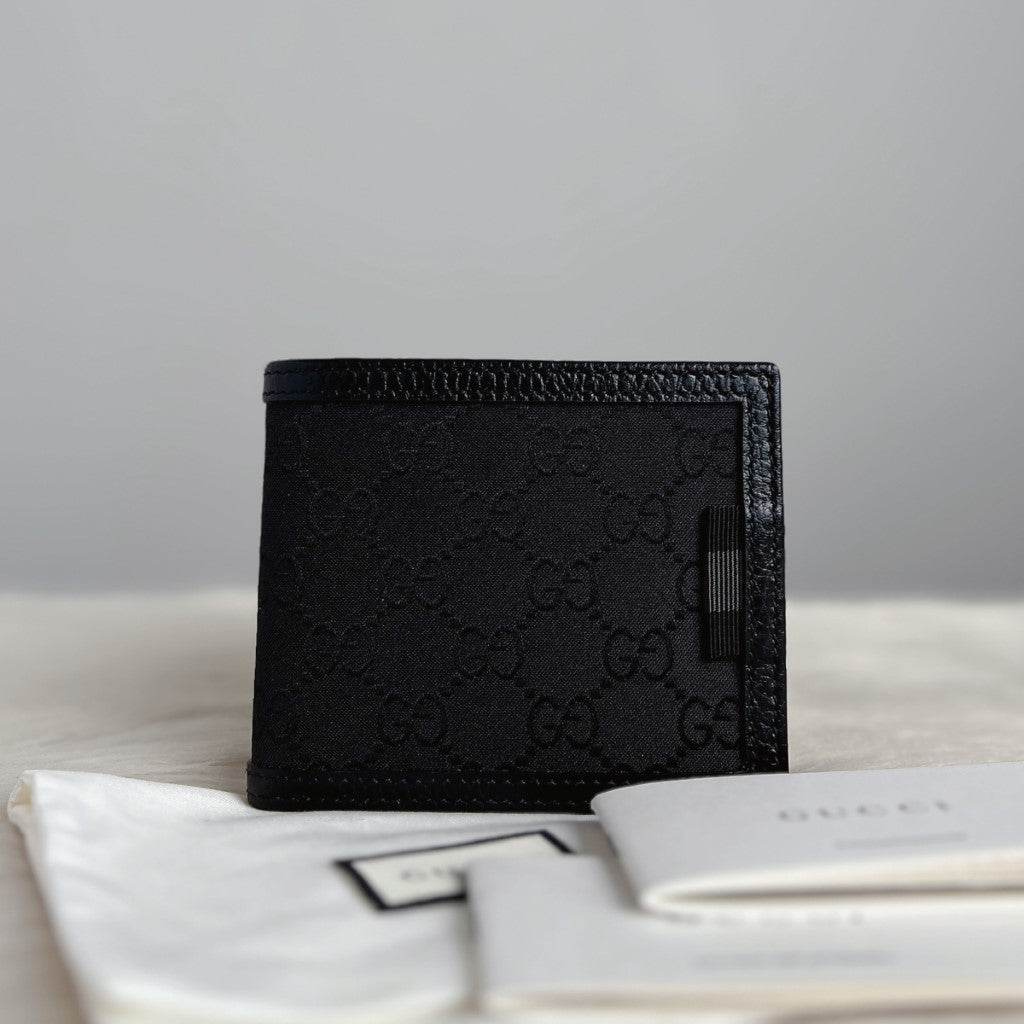 Gucci Black Signature Double G Monogram Short Wallet Like New