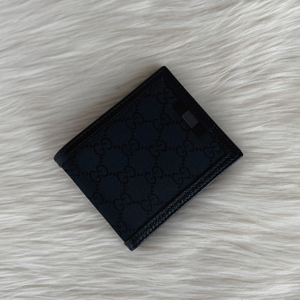 Gucci Black Signature Double G Monogram Short Wallet Like New