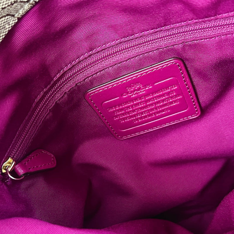 Coach Fuchsia Leather Patchwork Triple Compartments Shoulder Bag Excellent