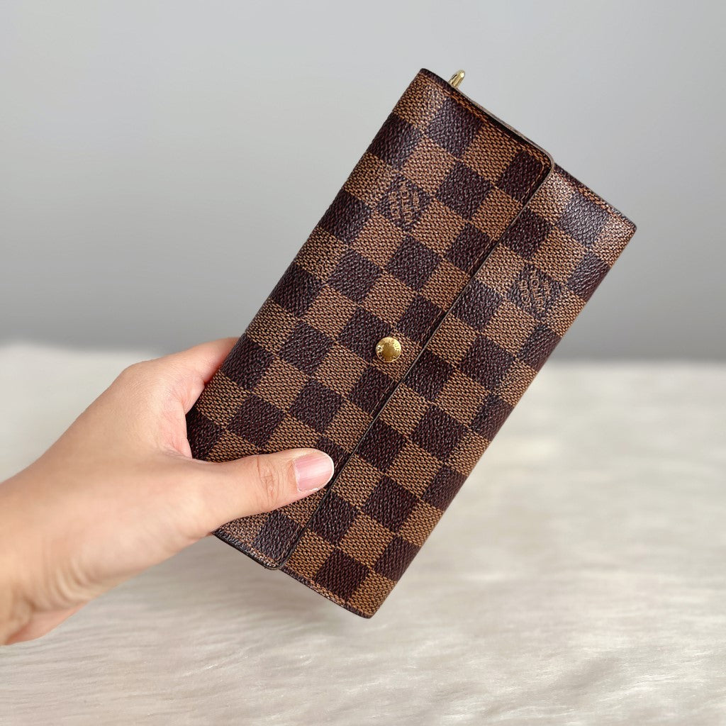 Louis Vuitton Signature Damier Zip Compartment Long Fold Wallet