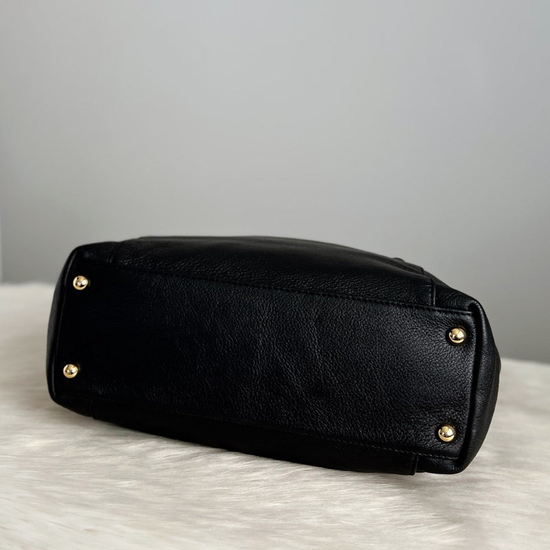 Michael Kors Black Leather Shopper Charm Shoulder Bag