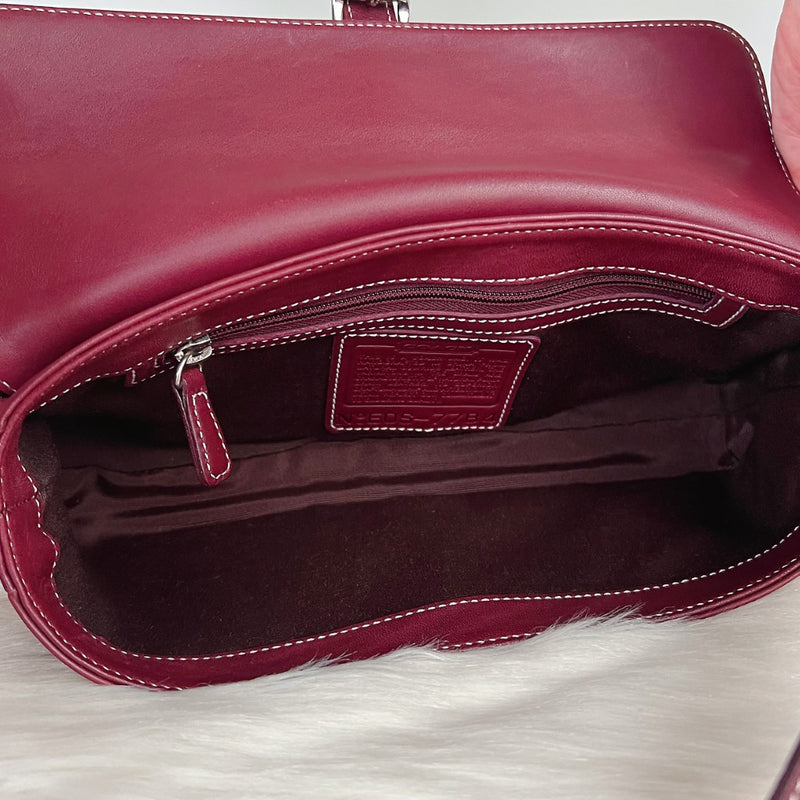 Coach Bordeaux Leather Front Buckle Shoulder Bag Excellent