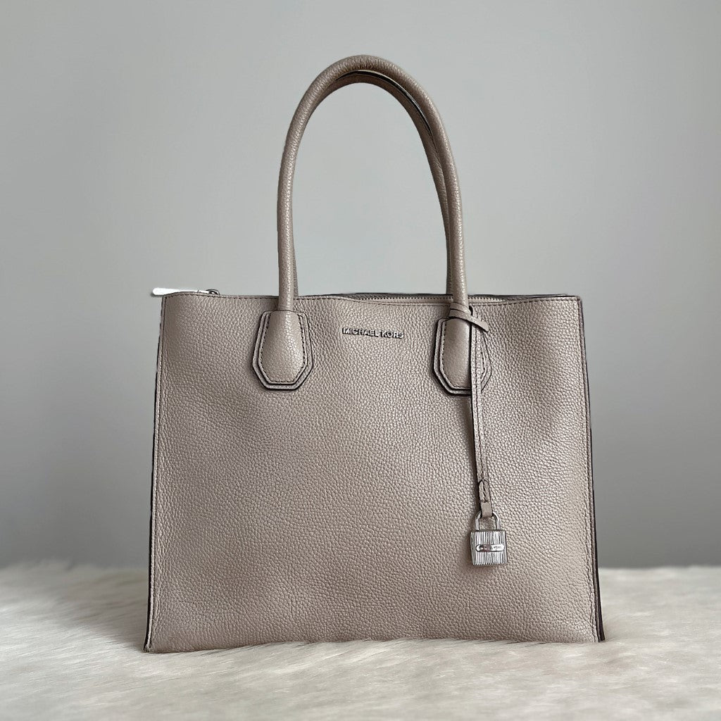 Michael Kors Grey Leather Triple Compartment Shoulder Bag