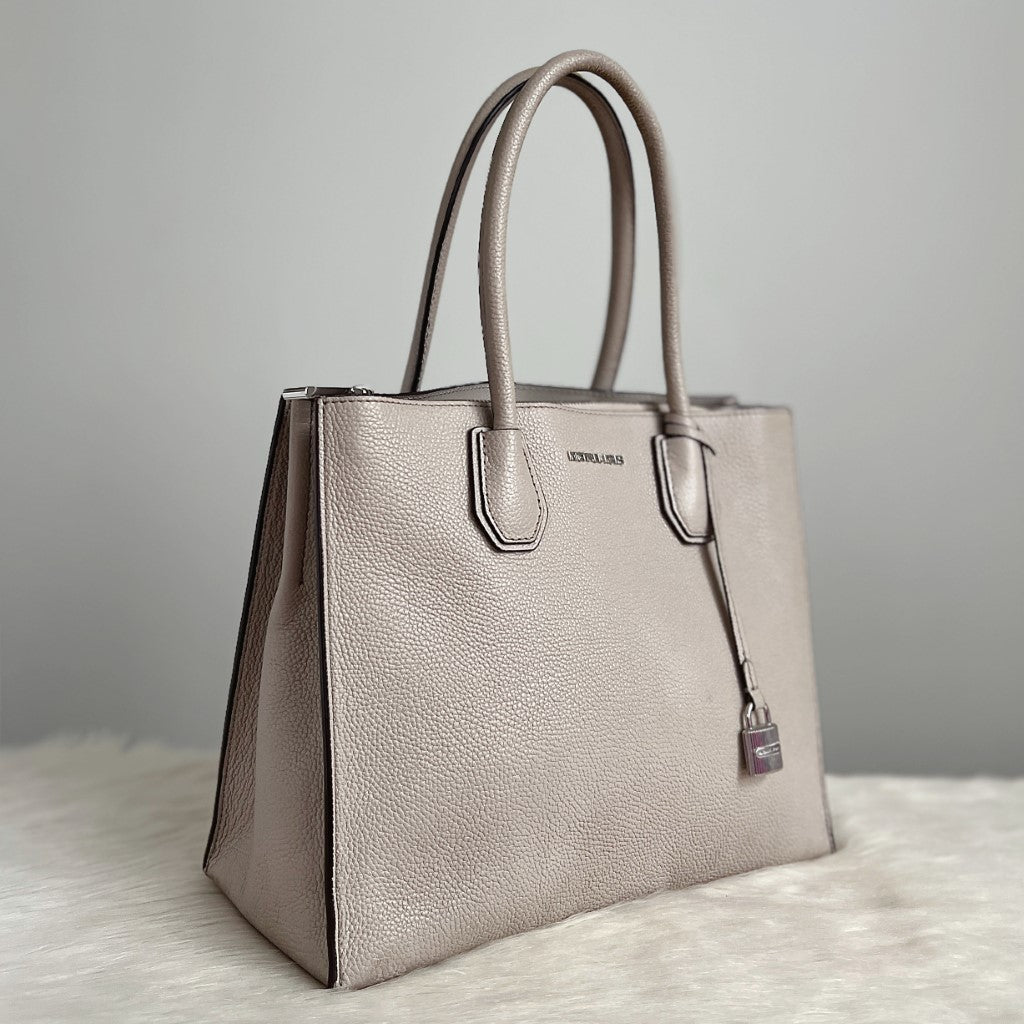 Michael Kors Grey Leather Triple Compartment Shoulder Bag