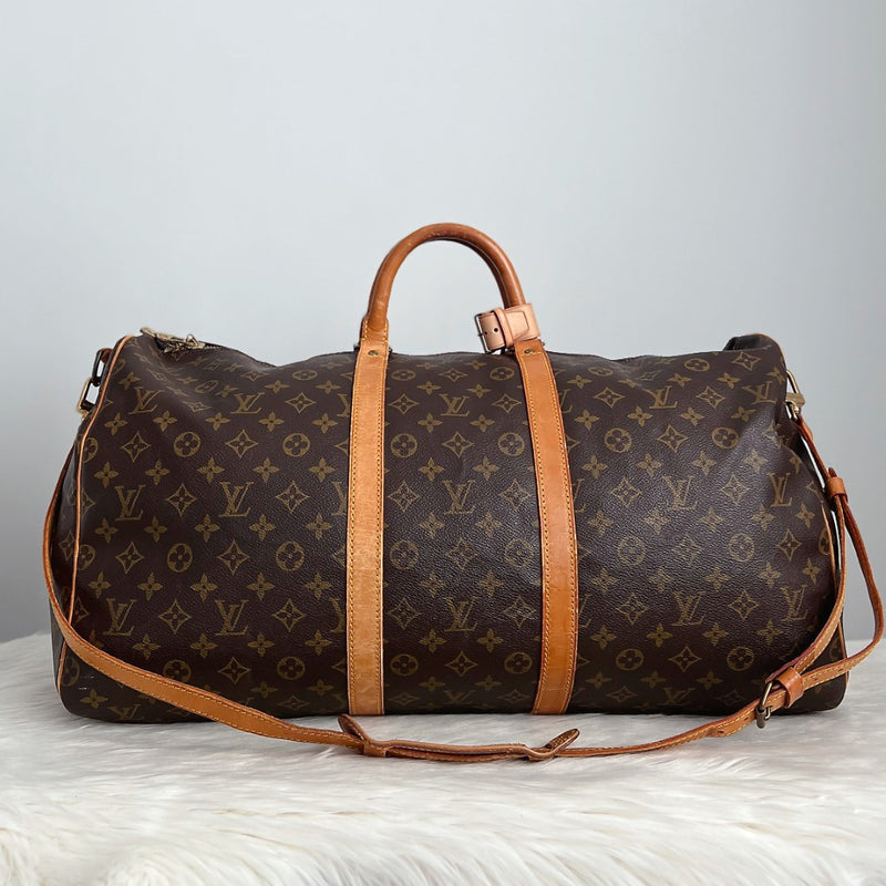 Louis Vuitton Signature Monogram Bandouliere Keepall 55 Travel Bag
