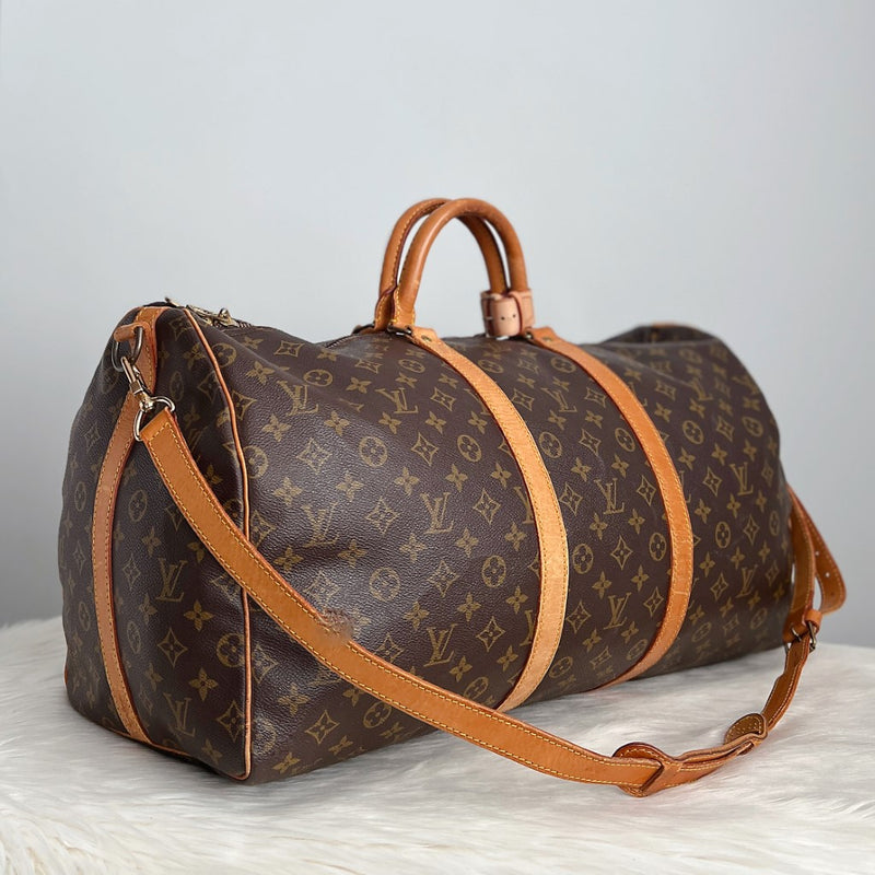 Louis Vuitton Signature Monogram Bandouliere Keepall 55 Travel Bag