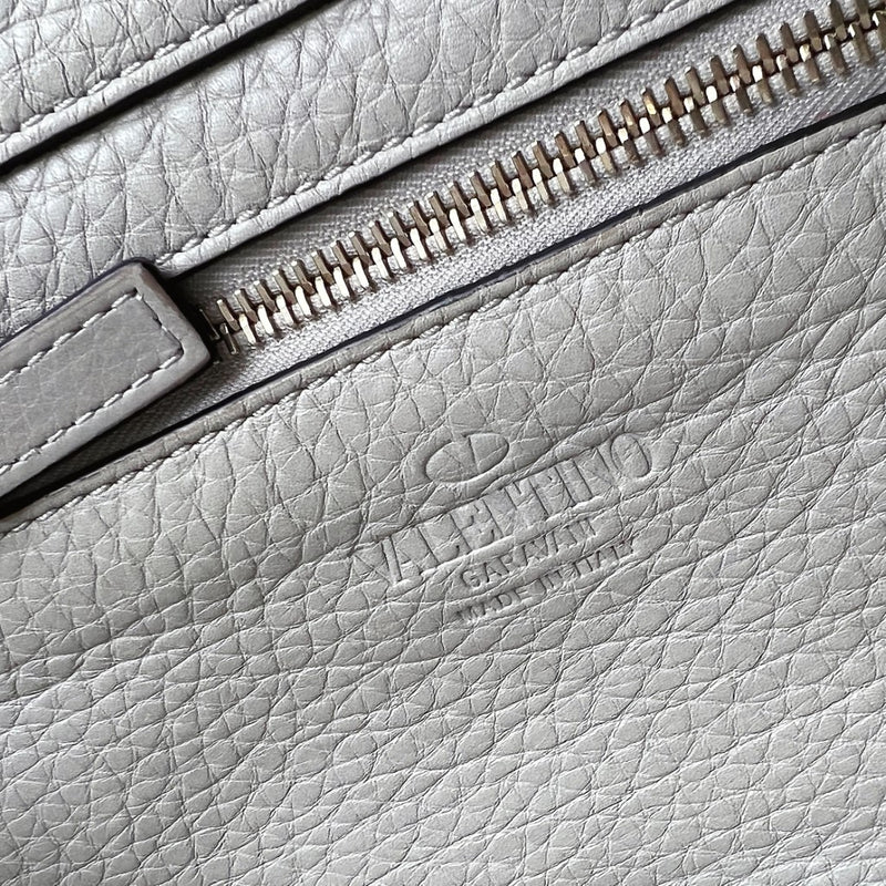 Valentino Grey Leather Signature Rockstuds Shoulder Bag