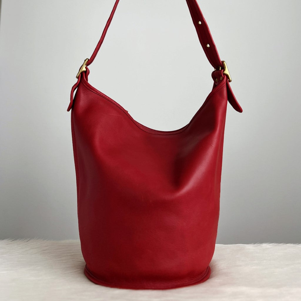 Coach Burgundy Leather Bucket Large Crossbody Shoulder Bag