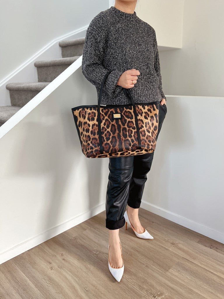 Dolce & Gabbana D&G Leopard Print Shopper Shoulder Bag