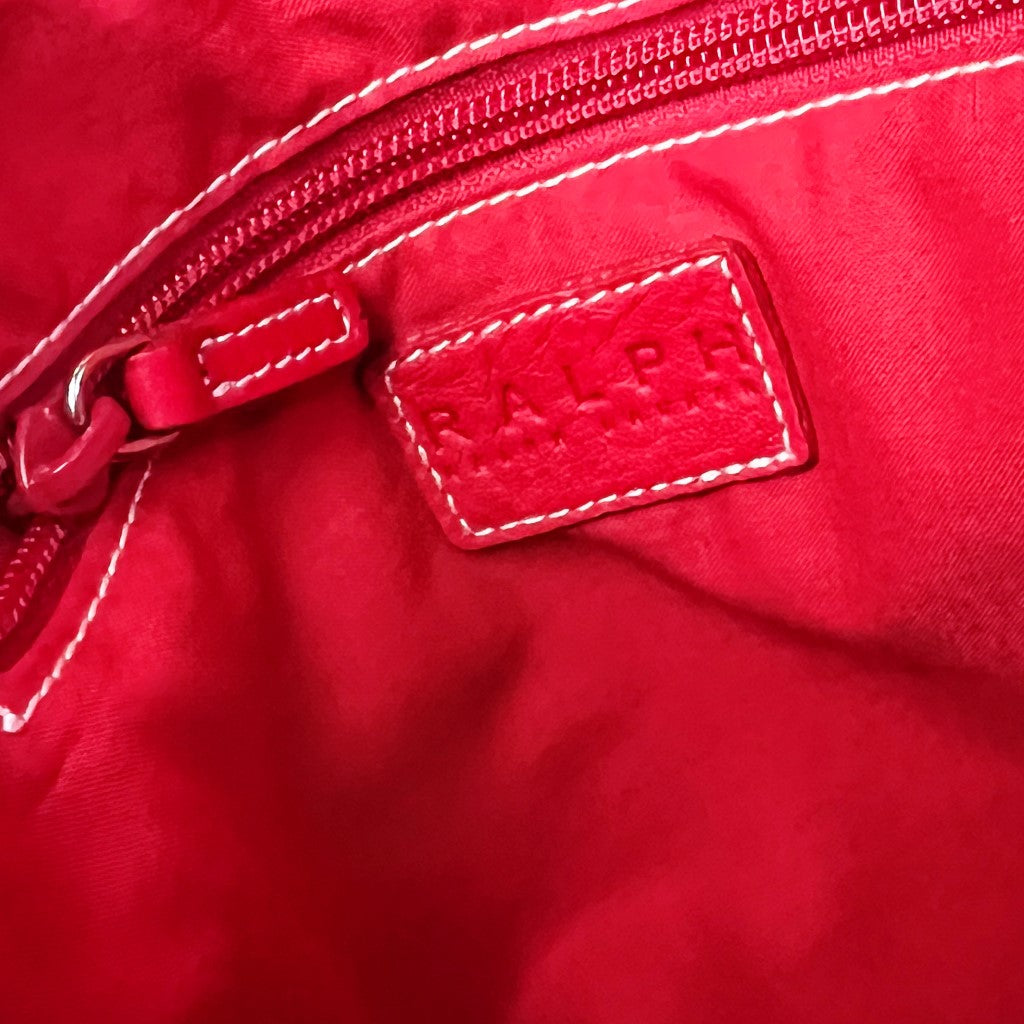 Ralph Lauren Red Leather Side Studded Detail Shoulder Bag