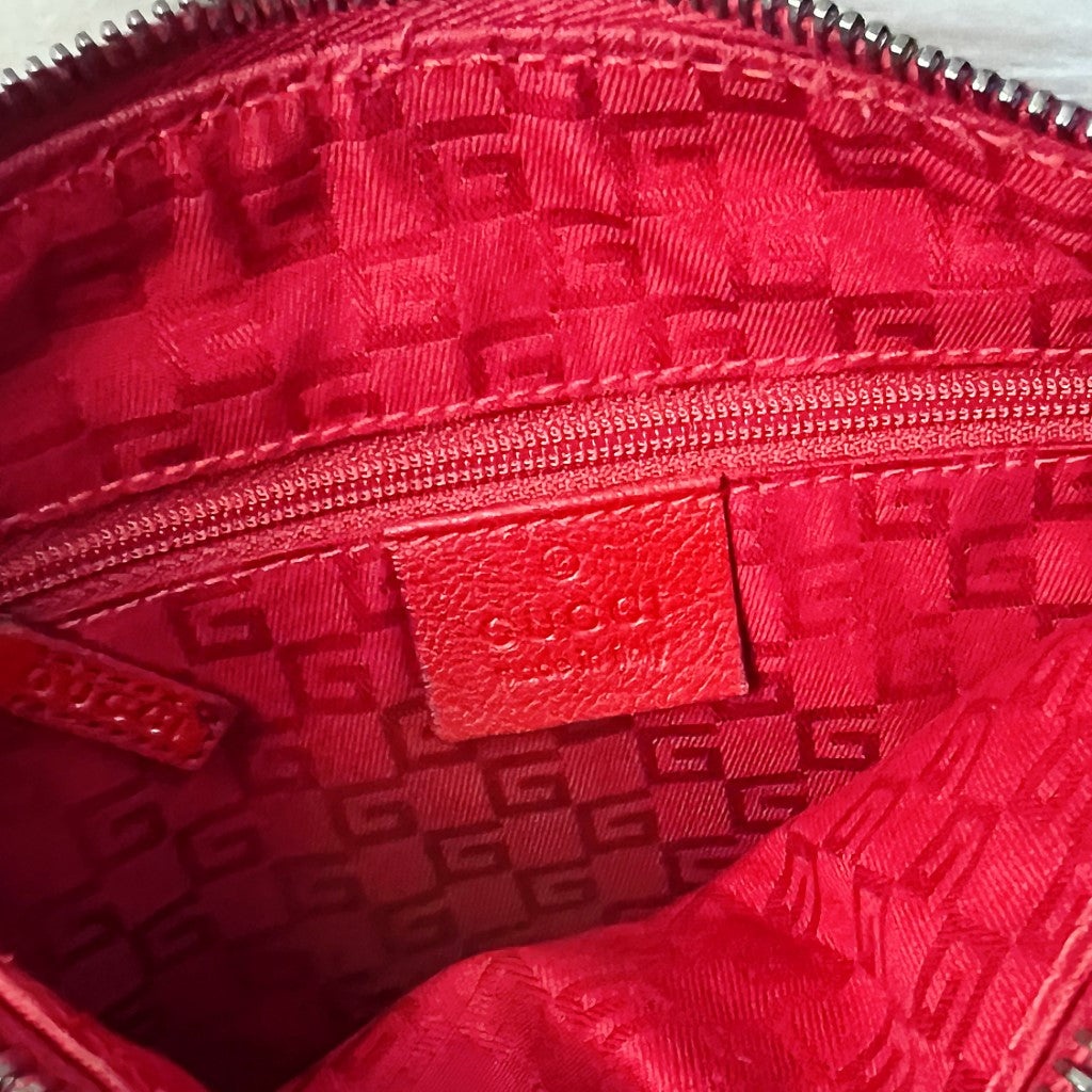 Gucci Red Leather Front Logo Small Shoulder Bag