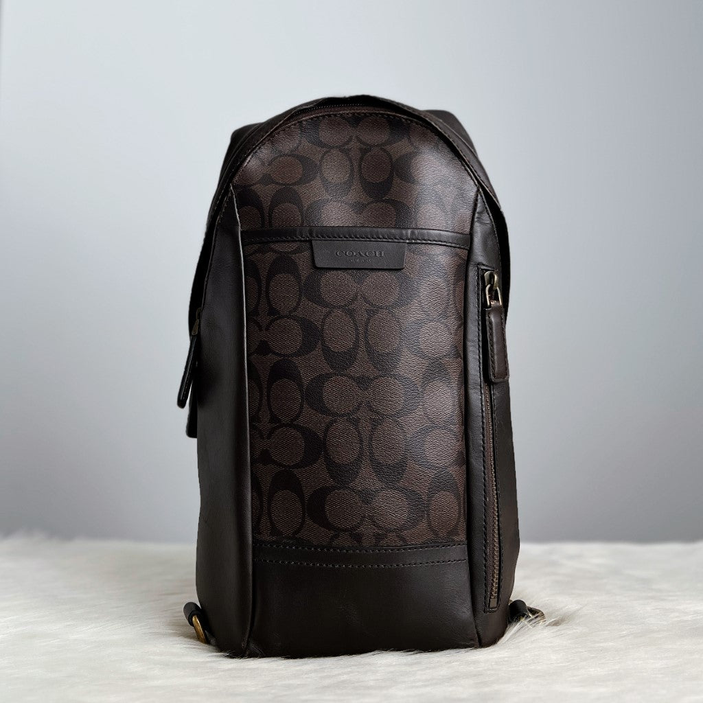 Coach Signature Monogram Single Shoulder Backpack