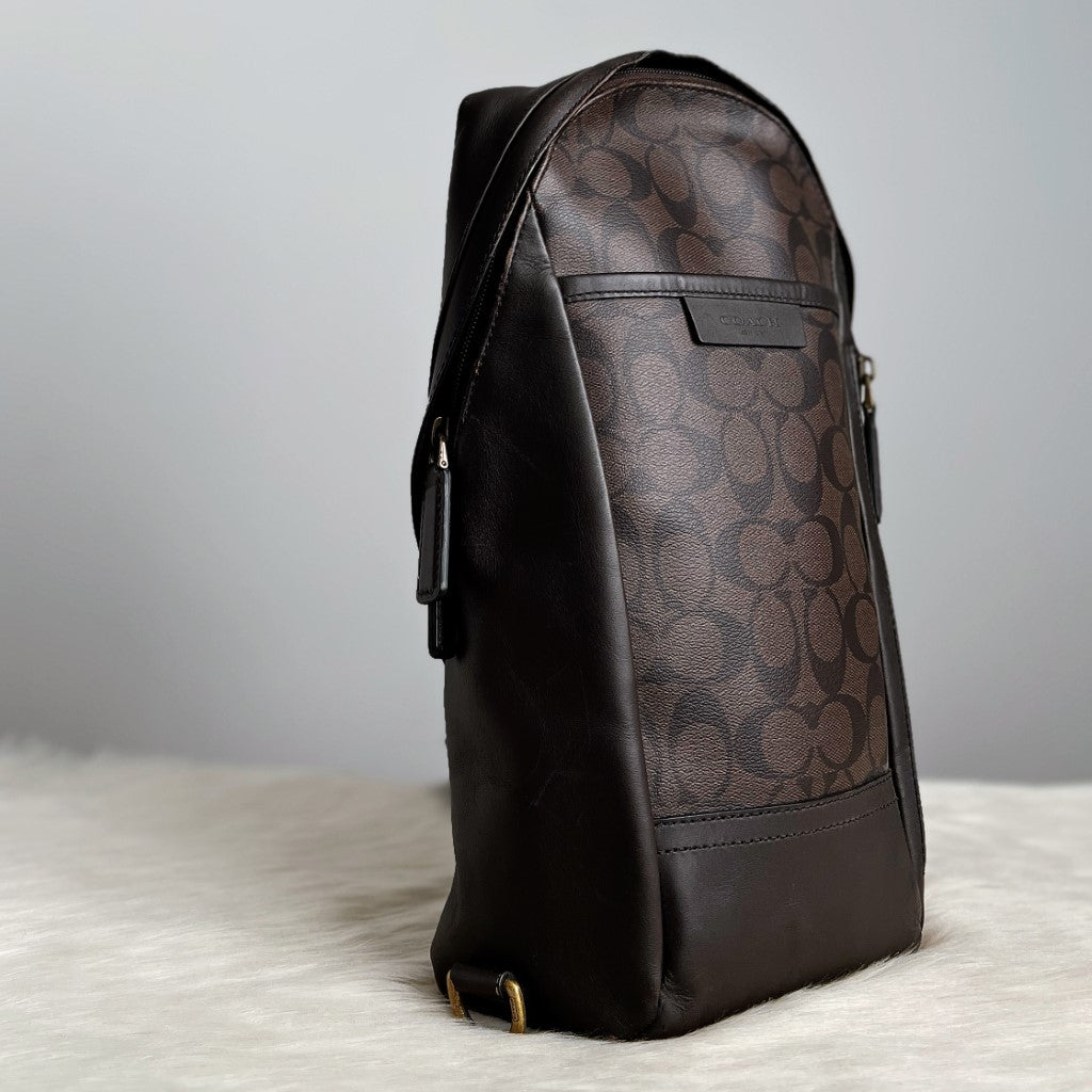 Coach Signature Monogram Single Shoulder Backpack