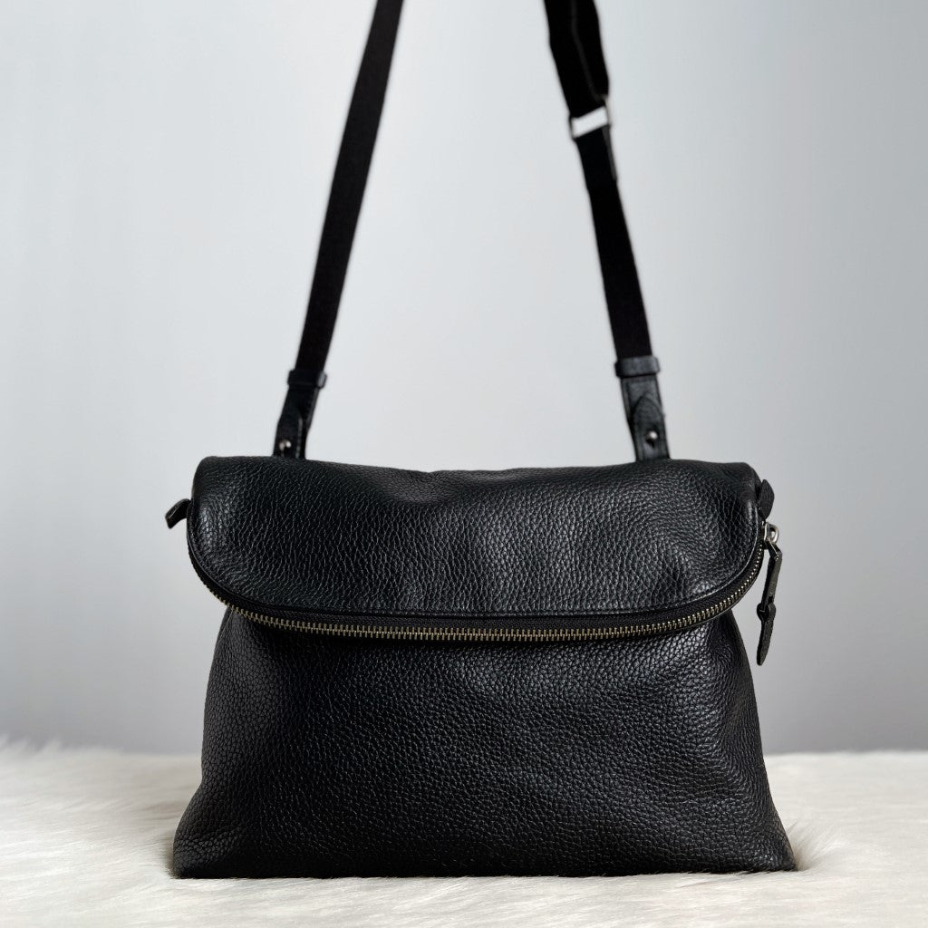 Coach Black Leather Unisex Messenger Crossbody Shoulder Bag