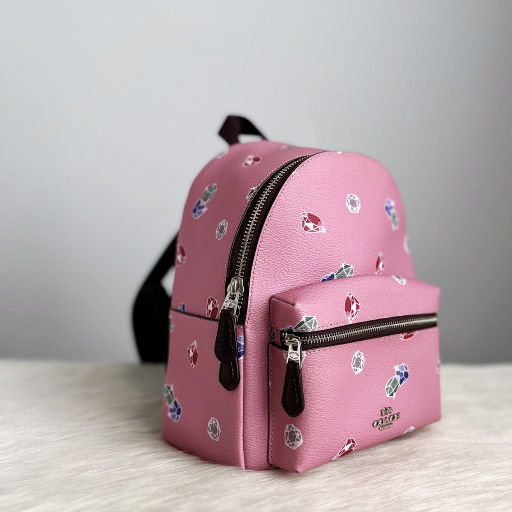 Coach Pink Pattern Mini Backpack Like New