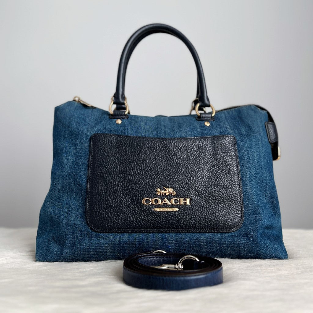 Coach Denim Front Pocket 2 Way Shoulder Bag