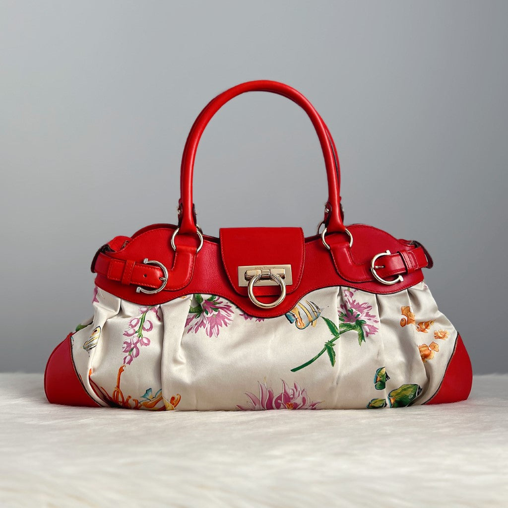 Salvatore Ferragamo Floral Signature Career Shoulder Bag