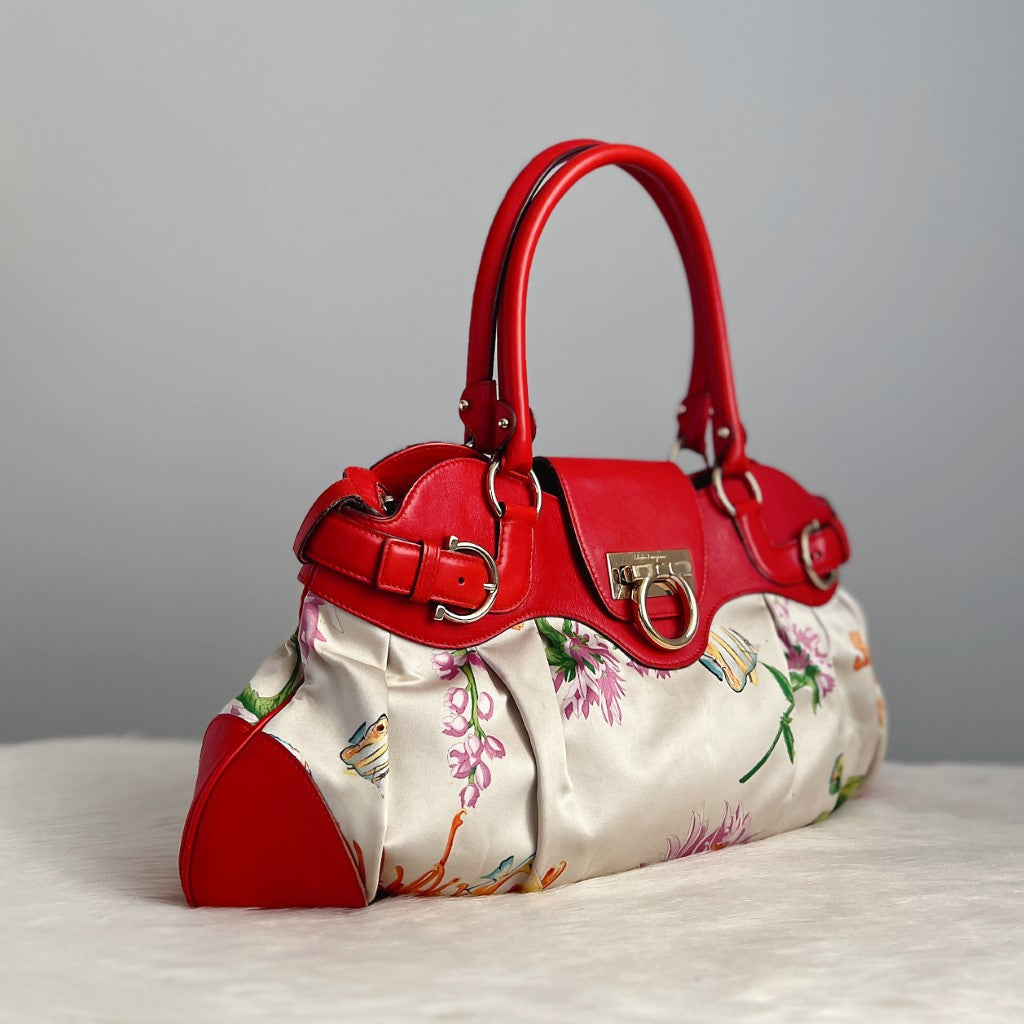 Salvatore Ferragamo Floral Signature Career Shoulder Bag