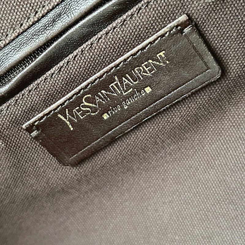 Yves Saint Laurent Dark Olive Leather Oversized Downtown Shoulder Bag