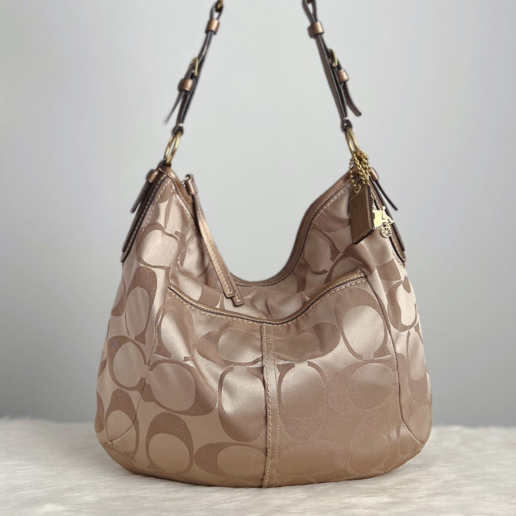 Coach Signature Monogram Front Pocket Shoulder Bag