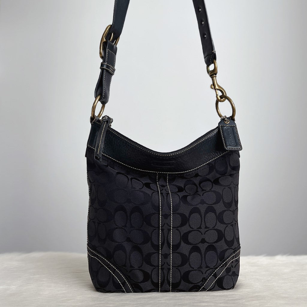 Coach Black Monogram Charm Crossbody Shoulder Bag