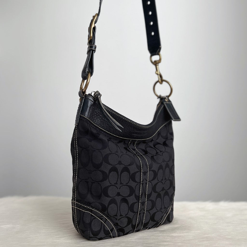 Coach Black Monogram Charm Crossbody Shoulder Bag