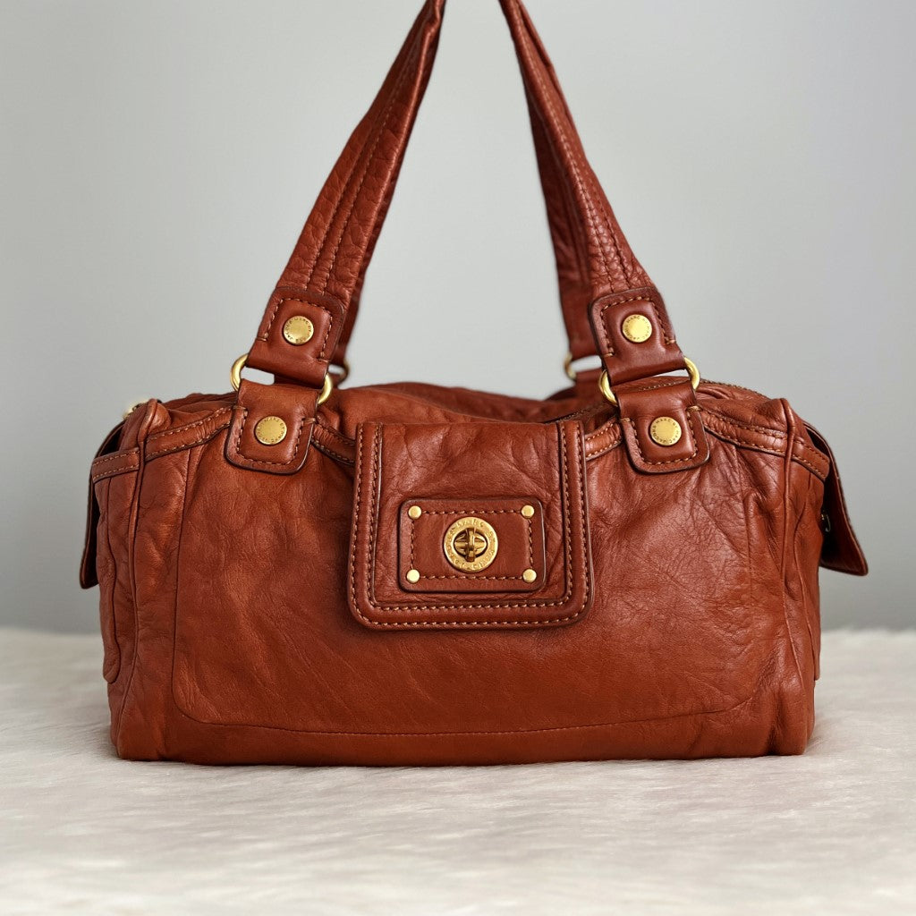 Marc Jacobs Caramel Leather Turn Lock Shoulder Bag