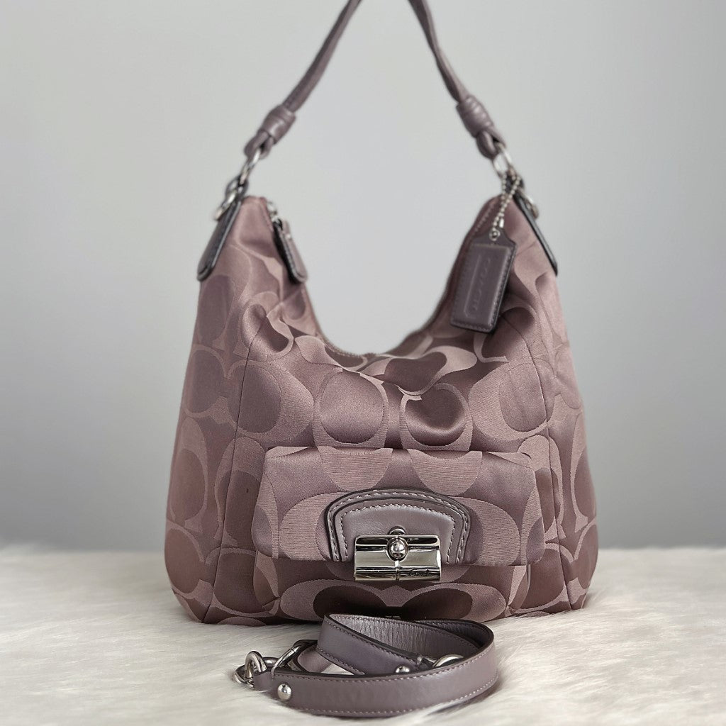 Coach Smokey Purple Monogram Front Pocket 2 Way Shoulder Bag