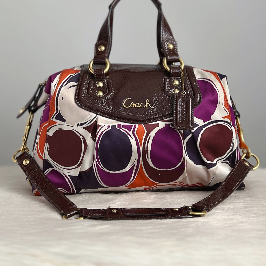 Coach Pattern Satin Boston 2 Way Shoulder Bag