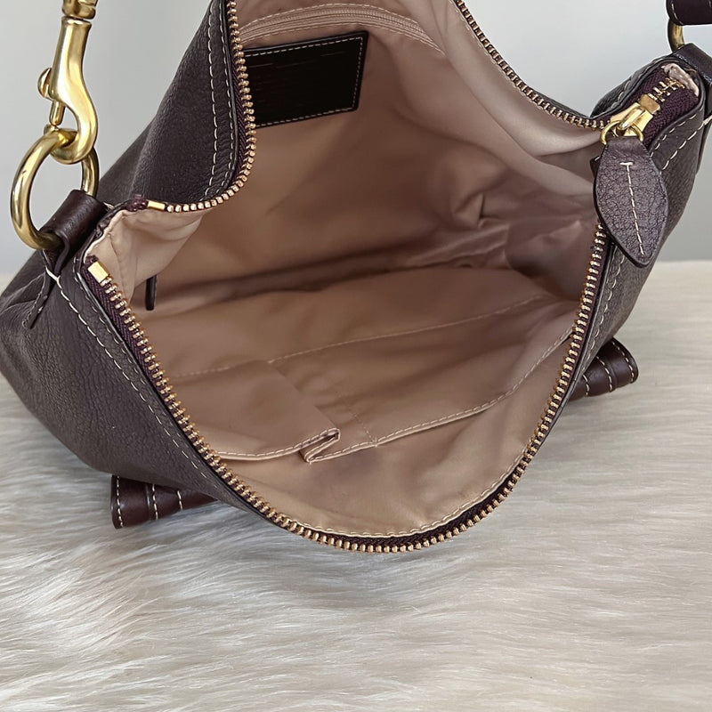 Coach Chocolate Leather Turn Lock Crossbody Shoulder Bag Luxury Trade