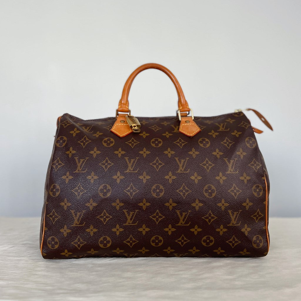 Louis Vuitton Signature Monogram Speedy 35 Bag + Lock & Keys