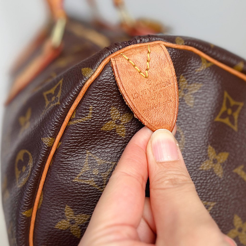 Louis Vuitton Signature Monogram Speedy 35 Bag + Lock & Keys